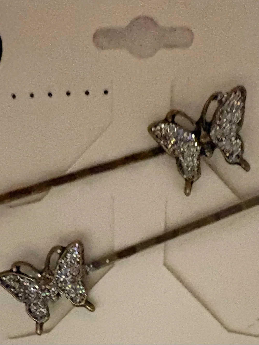 Crystal Butterfly Hair Pins - Silver